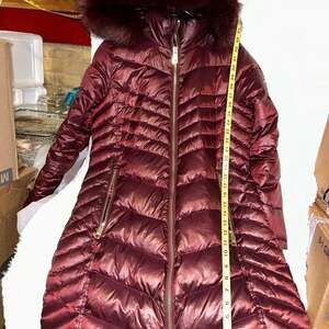 Michael Kors Metallic Maroon Puffer Coat